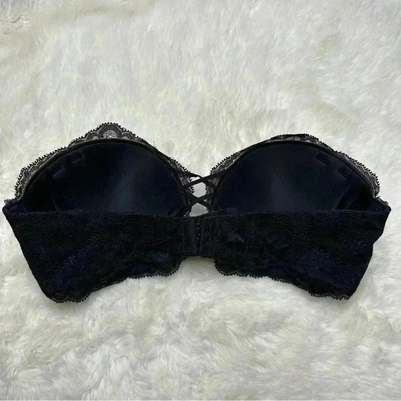 La Senza Strapless Push Up Bra Lace Black  & Cream Size 32C - Picture 4 of 16